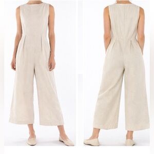 Wolcott Takemoto Linen Wide Leg Cropped Jumpsuit Minimalist Capsule Small
